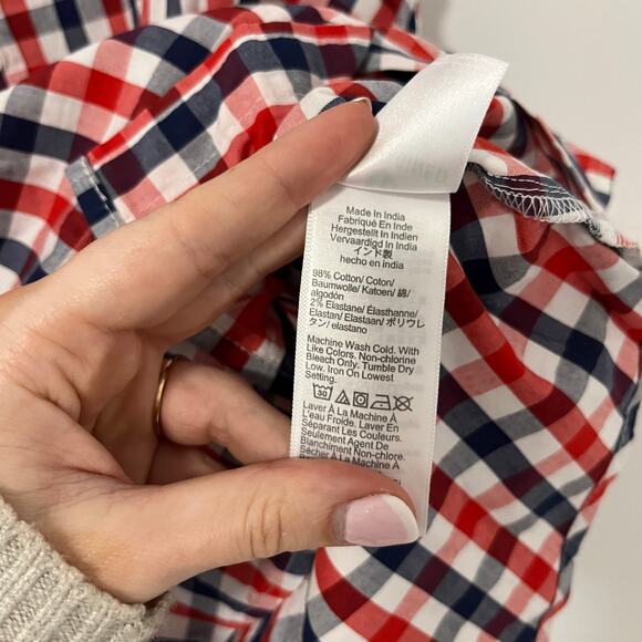 J. Crew Red White & Blue Plaid Button Up Tank Size XL - Picture 3 of 6